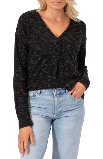 Threads 4 Thought Johanna Long Sleeve V-neck Overlap Shirt In Black