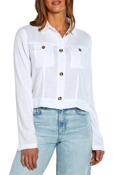 Three Dots Crop Utility Shirt Jacket In White