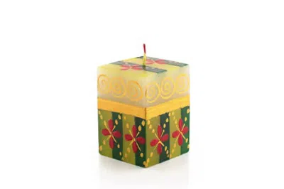 Thumbprint Artifacts Christmas Painted Cube Candle In Multi