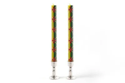Thumbprint Artifacts Christmas Painted Taper Candles In Multi