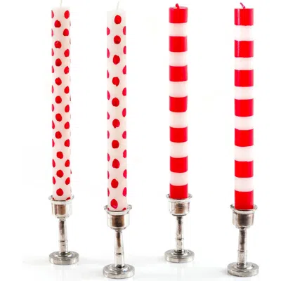 Thumbprint Artifacts Dots And Stripes Taper Candle Gift Box In Multi