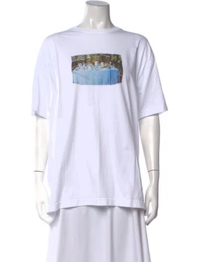 Pre-owned Tibi Graphic Print Crew Neck T-shirt In White