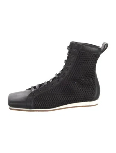 Pre-owned Tibi Leather Leather Trim Embellishment Sneakers In Black