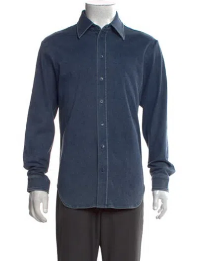 Pre-owned Tibi Long Sleeve Denim Shirt In Blue