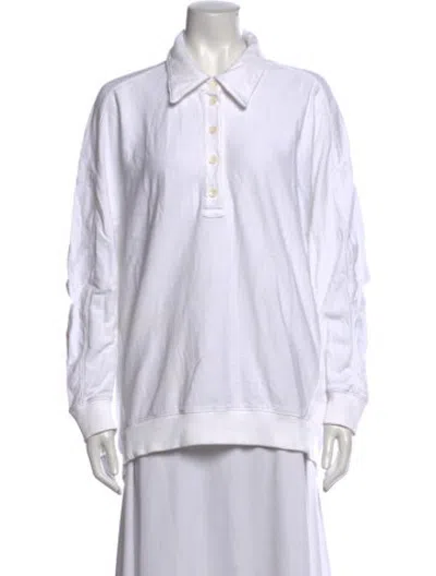 Pre-owned Tibi Long Sleeve Polo In White