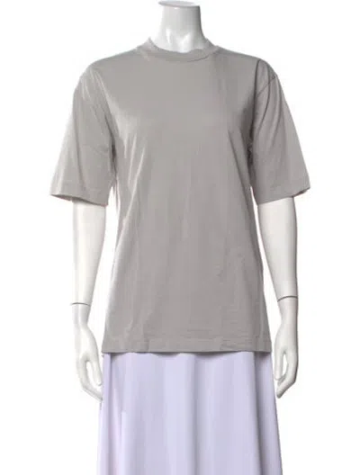 Pre-owned Tibi Mock Neck Short Sleeve T-shirt In Grey