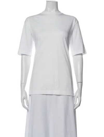 Pre-owned Tibi Mock Neck Short Sleeve T-shirt In White