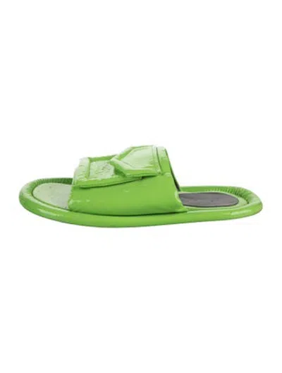 Pre-owned Tibi Patent Leather Slides In Green