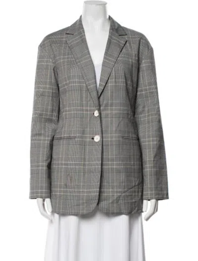 Pre-owned Tibi Plaid Print Blazer In Grey