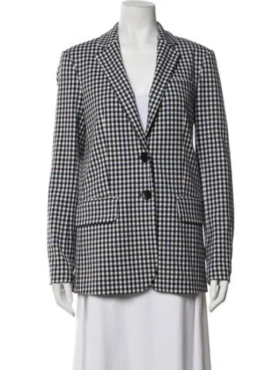 Pre-owned Tibi Plaid Print Blazer In White