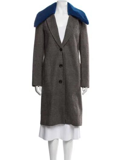Pre-owned Tibi Plaid Print Coat In Blue/brown