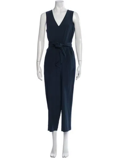 Pre-owned Tibi Silk V-neck Jumpsuit In Blue