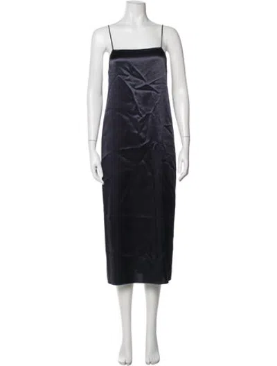 Pre-owned Tibi Square Neckline Midi Length Dress In Blue
