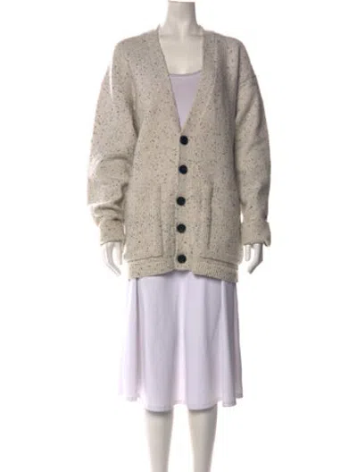 Pre-owned Tibi Tweed Pattern V-neck Sweater In Neutrals