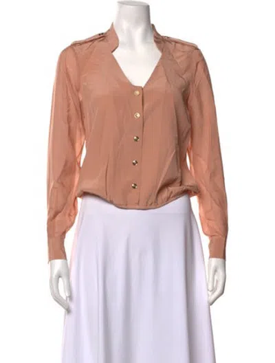 Pre-owned Tibi V-neck Long Sleeve Blouse In Pink