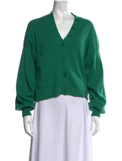 Pre-owned Tibi V-neck Sweater In Green