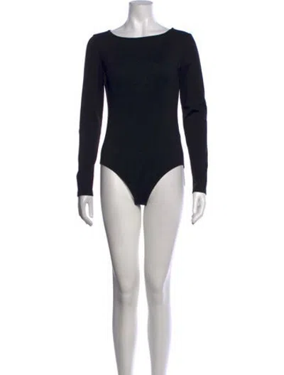 Pre-owned Tibi Wool Bateau Neckline Bodysuit In Black