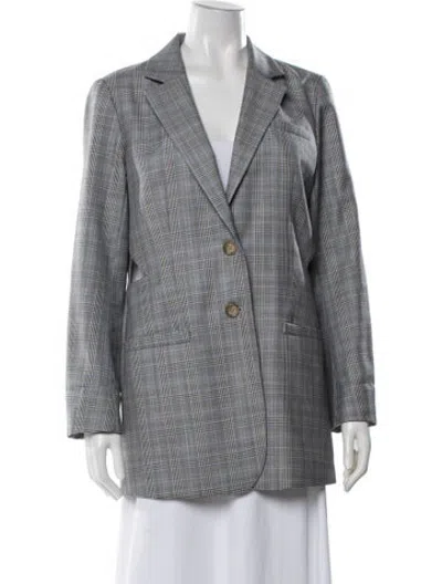 Pre-owned Tibi Wool Plaid Print Blazer In Grey