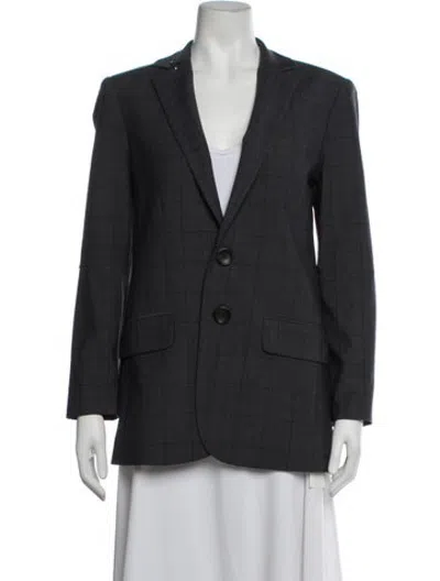 Pre-owned Tibi Wool Plaid Print Blazer In Grey