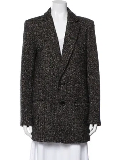 Pre-owned Tibi Wool Tweed Pattern Blazer In Black