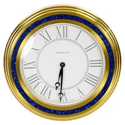 Pre-owned Tiffany & Co . Gilt Bronze And Marble Desk Clock, Circa 1960 In Gold