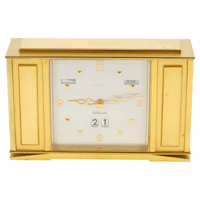 Pre-owned Tiffany & Co . Gilt Bronze Rectangular Desk Clock With Volumatic Dial, Circa 1960 In Gold