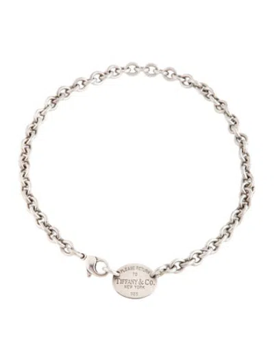 Pre-owned Tiffany & Co Oval Tag Choker Necklace, 15" In Multicolor