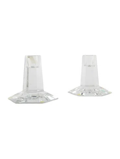 Pre-owned Tiffany & Co Pair Of Frank Lloyd Wright Candlesticks In Clear