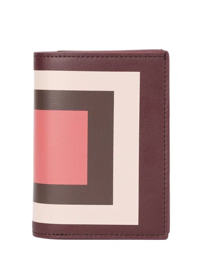 Tiffany & Fred Paris Geometric Print Leather Wallet In Red
