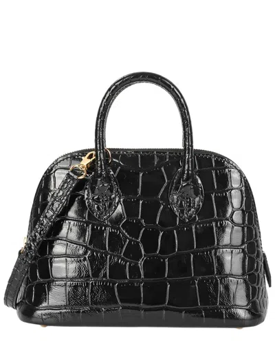 Tiffany & Fred Paris Mini Croc-embossed Leather Satchel In Black