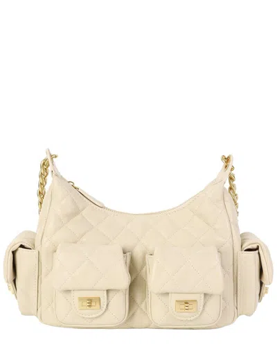 Tiffany & Fred Paris Soft Quilted Leather Shoulder Bag In Beige