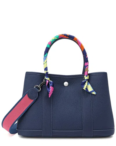 Tiffany & Fred Paris Top-grain Leather Satchel In Navy