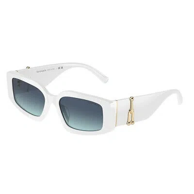 Pre-owned Tiffany & Co . Tf 4208u 83579s White Plastic Sunglasses Blue Gradient Lens