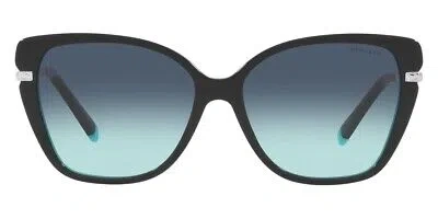 Pre-owned Tiffany & Co Tiffany Tf4190 Sunglasses Black On Tiffany Blue Azure Gradient Blue 57mm