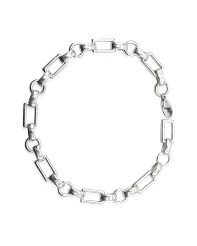 Tiffany & Co Vintage Rectangle & Circle Link Bracelet In Sterling Silver In Metallic
