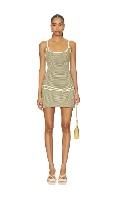 Tiger Mist Celeste Mini Dress In Olive Stripe