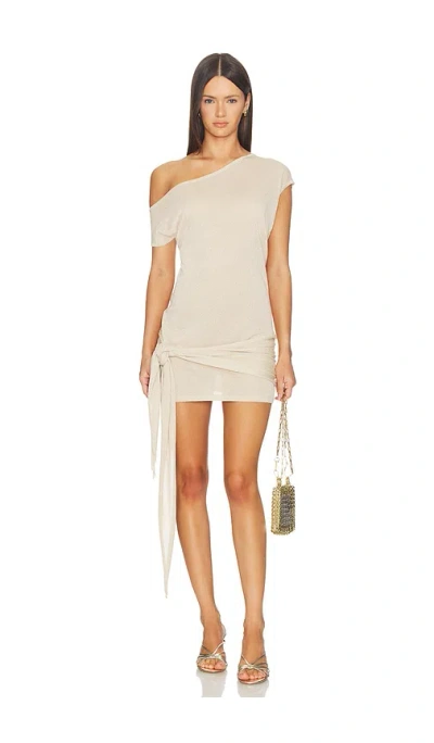 Tiger Mist Off Shoulder Dress In Gold Shimmer