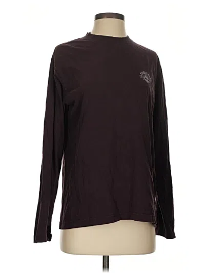 Pre-owned Timberland Long Sleeve Top Burgundy Crew Neck Tops