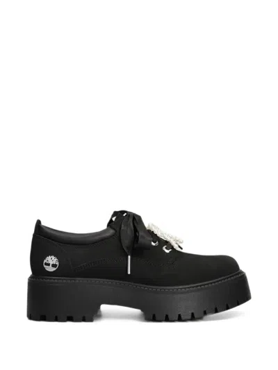 Timberland Stone Street Faux-pearl-embellished Platform Lace-up Shoes In Black