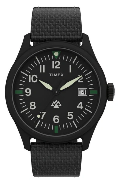 Timex ® Expedition North® Traprock Recycled Textile Strap Watch, 43mm In Black