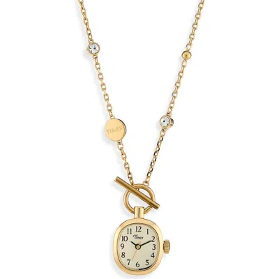 Timex ® Mini Cavatina Pendant Necklace Watch, 17mm X 25mm In Gold-tone