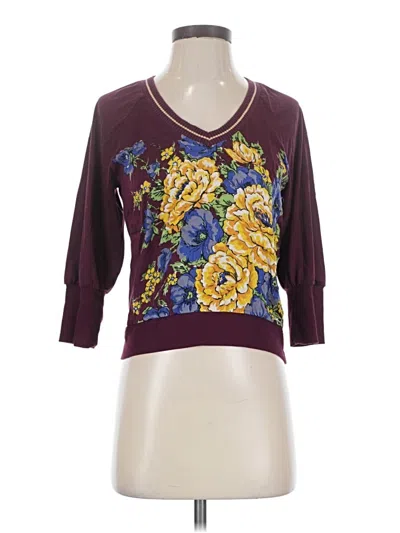 Pre-owned Tiny 3/4 Sleeve Top Burgundy Scoop Neck Tops
