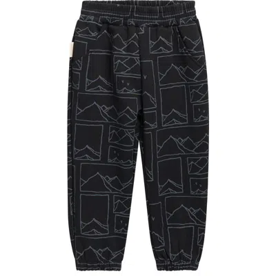 Tiny Tribe Kids' Mountain Scene Fleece Pants In Black