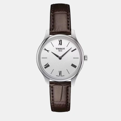 Pre-owned Tissot Brown Leather Watch 31 Mm In Silver