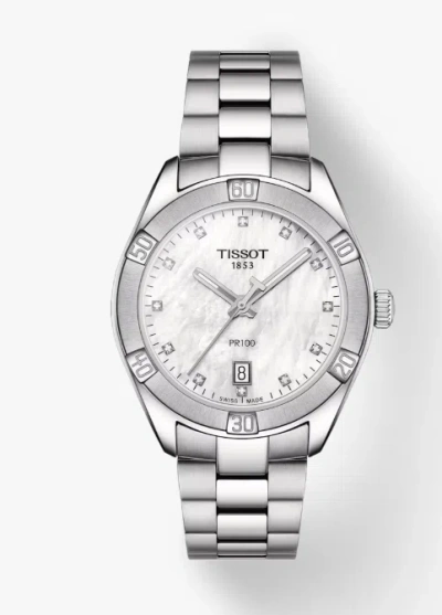 Pre-owned Tissot Quartz Pr 100 Sports Mother Of Pearl Round Women's Watch T1019101111600