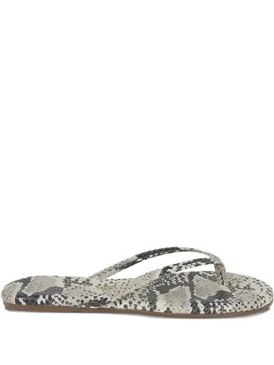 Tkees Phyton Printed Flip Flops In Beige