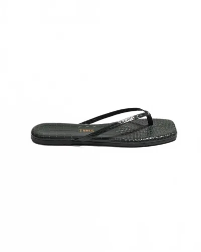 Tkees Women's Square Toe Flip-flop In Lily Croc Emerald In Multi