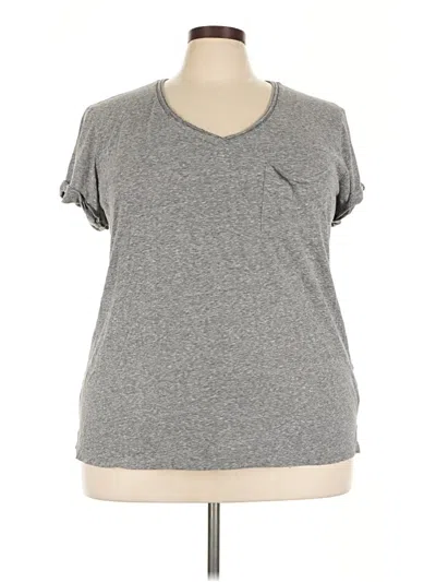 Pre-owned T.la Short Sleeve Top Gray V-neck Tops