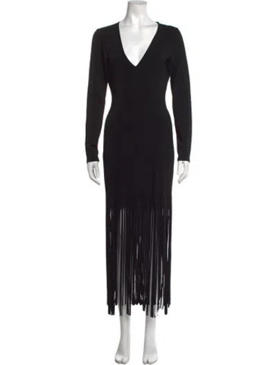 Pre-owned Toccin V-neck Long Dress In Black