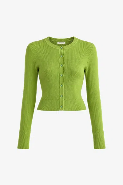 Toccin Zoe Classic Cropped Cardigan In Peridot